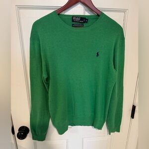 Ralph Lauren Men's Vibrant Green Crewneck Sweater 100% Cotton, sz S (Unisex)